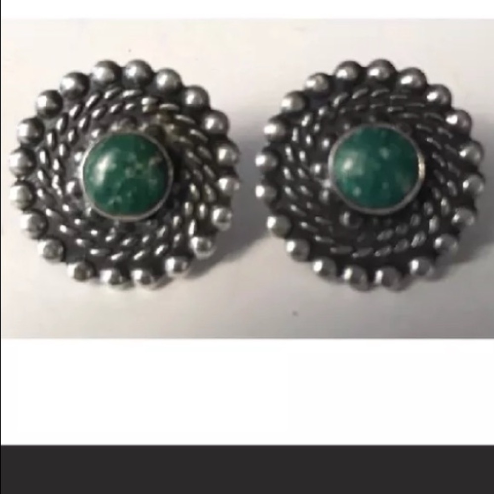 VTG Sterling silver Beadwork Turquoise Earrings